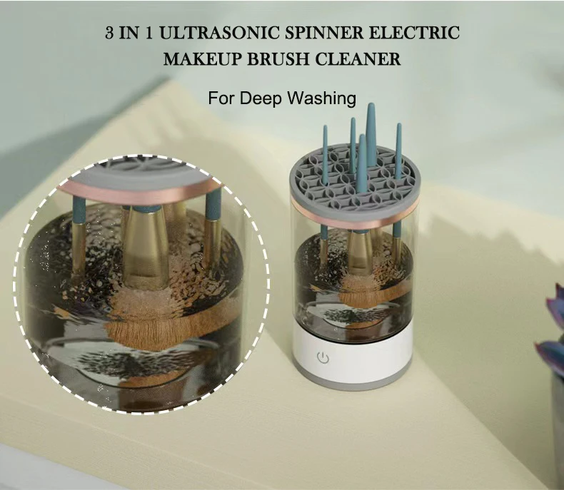 2023 Automatic 3 In 1 Ultrasonic Spinner Electric Makeup Brush Cleaner