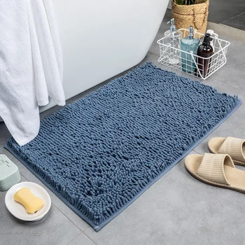 Different Color Cheapest Price Tufted Carpet Quality Blue Non Slip Thick Microfiber Bath Room Mat Toilet Rug