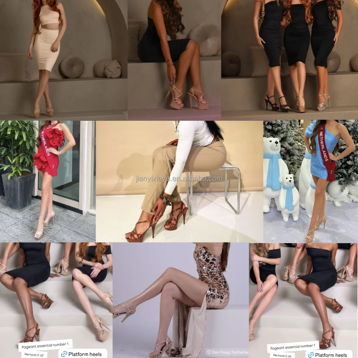 Factory Direct Summer High Heel Platform Sandals Elegant Open Toe Red Slippers With Unique Exclusive Heel Customized Design
