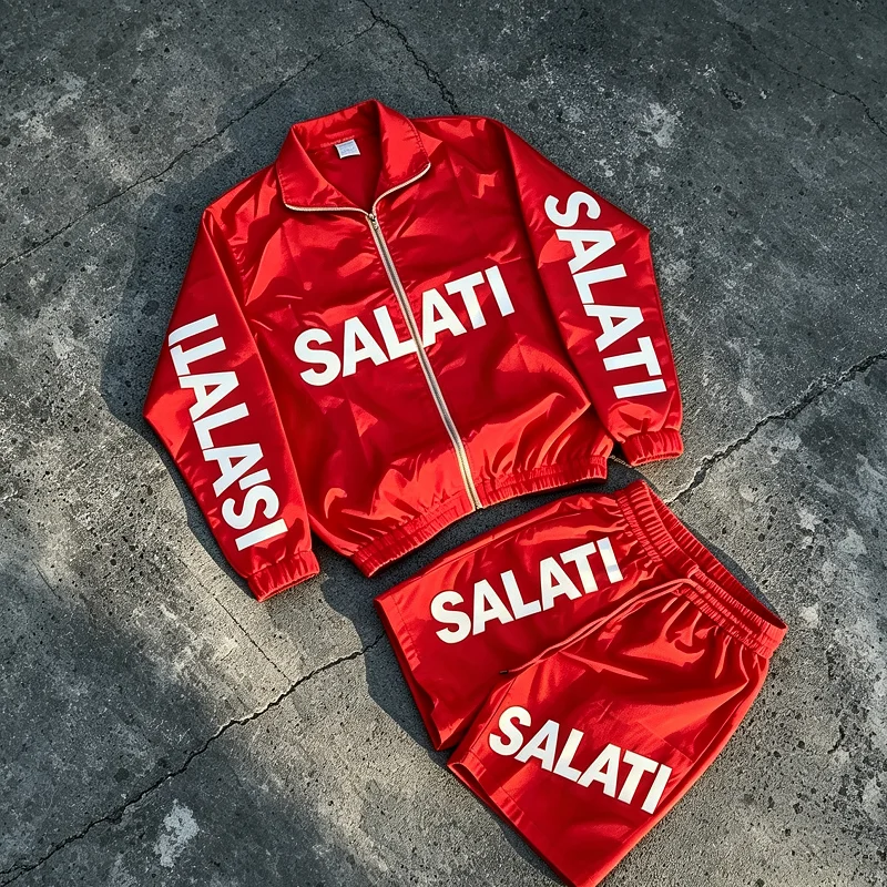 Salati Polyester/Nylon Sportswear Two-Piece Set Men's T-Shirt Shorts Four-Way Stretch Drawstring Closure Eco-Friendly Quick Dry gallery 7