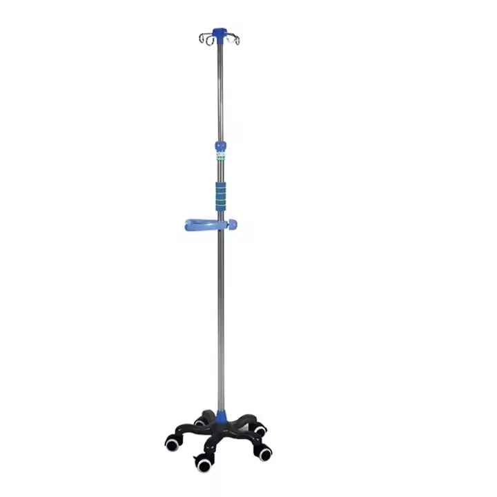 Manual Hospital Bed Infusion Stand ISO-Certified IV Pole with Castor Infusion Hanger and Drip Support for In-Hospital Infusions