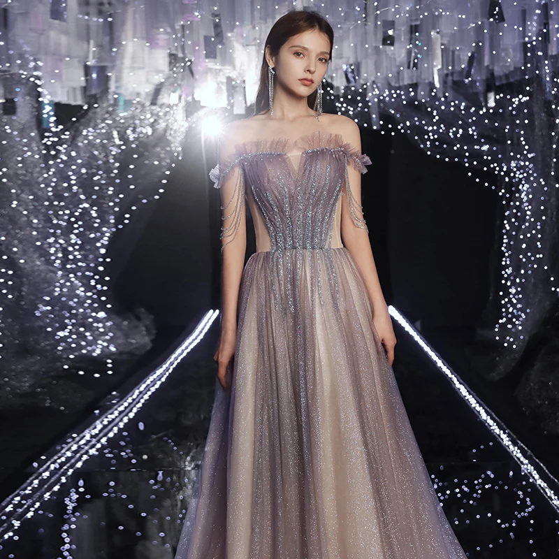 chinese dress ladies Fouad Sarkis F02957 Off-Shoulder Elegant Evening Gown main image 1