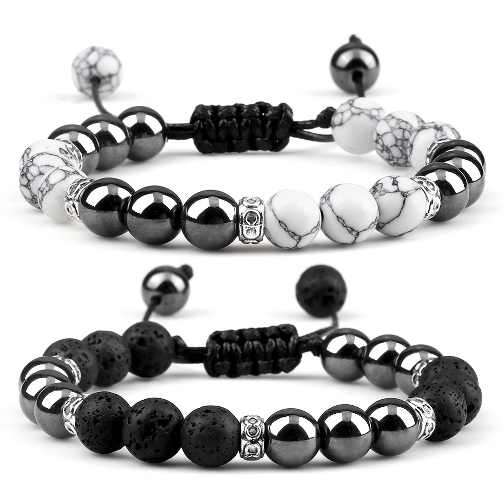 Black Gallstone Yoga Bracelet Couple Braided Bracelet Woven Adjustable ...