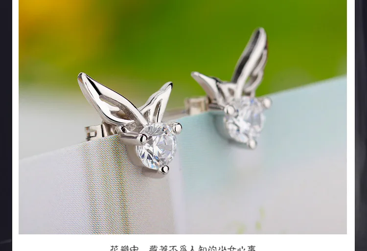 AAA Cubic Zirconia Angle Wings Stud Earrings for Girs Gifts 9