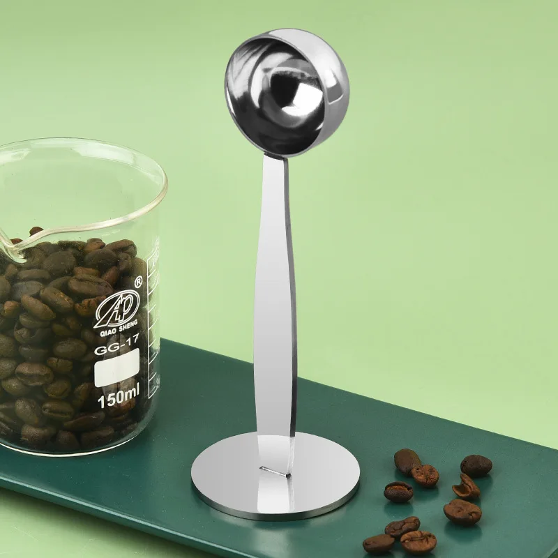 Stainless Steel Coffee Spoon Set Sugar and Powder 2 in 1 Bean Spoon with Measuring Spoon Stand