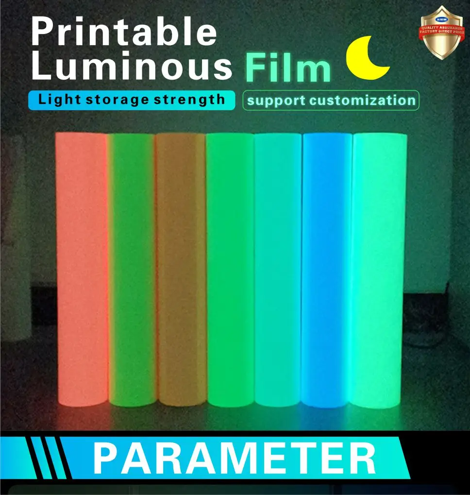 PVC PET PMMA 2-8 Hours Self Adhesive Glow In Dark reflective vinyl Tape Sticker Photoluminescent Self Adhesive  Photoluminescent
