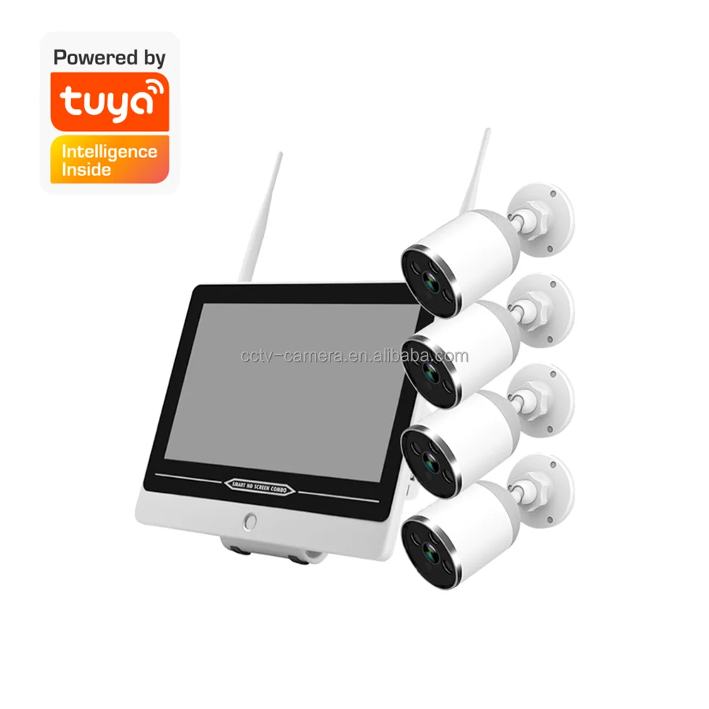 4 CH All in One NVR Plus Monitor Display Wireless IP Camera WiFi Tuya Smart NVR LCD Kits