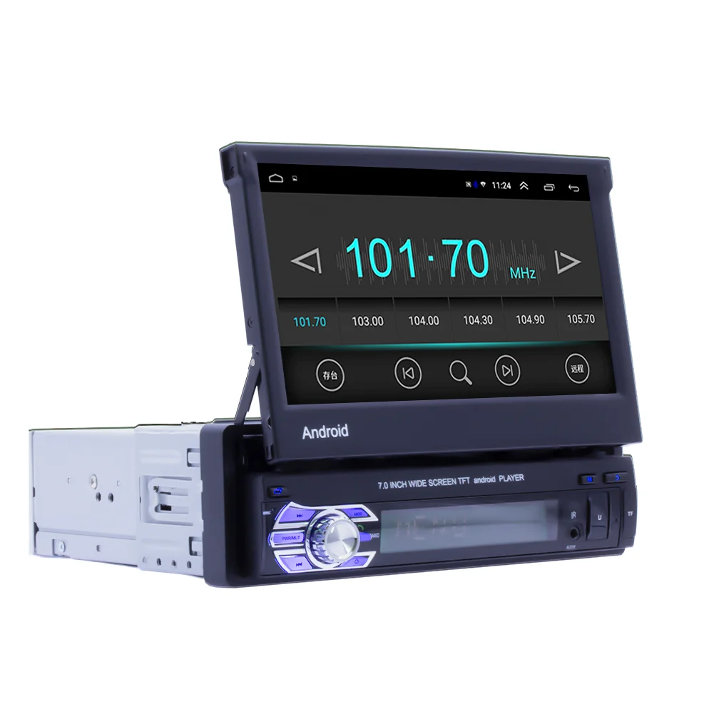 Android 1Din Car Stereo Multimedia Player 7inch Universal Retractable Screen Car Radio WiFi MP5 Car GPS Navigation DVD