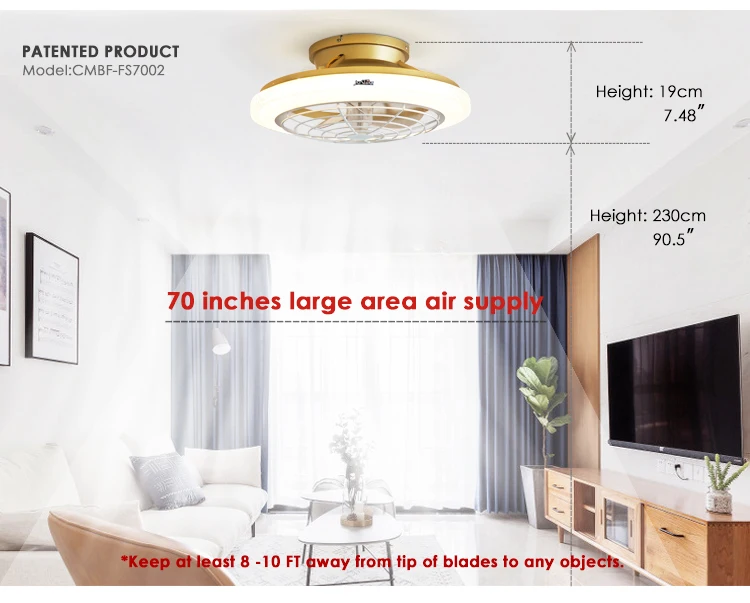 1stshine Led Ceiling Fan 220v Indoor Home Use Low Profile Flush Mounted