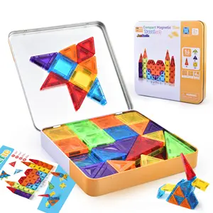 EPT Educational Construction Toy Mini Magnetic Wall Tiles Travel Set-Portable Includes Iron Storage Box