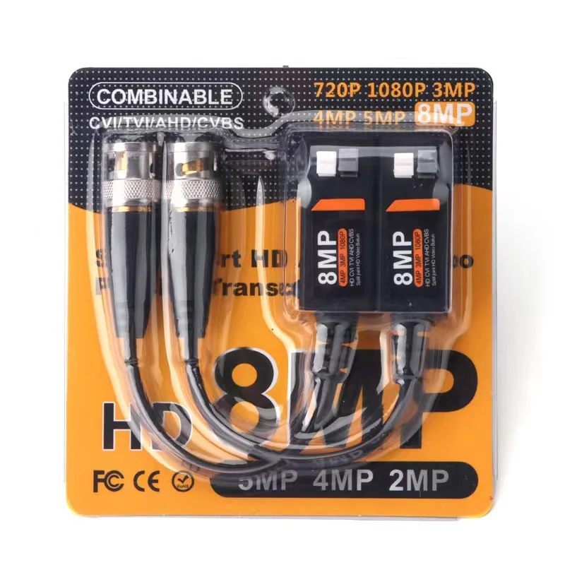 Video Balun 2mp 5mp 8mp Twisted Pair Transmitter 600M Camera Video BNC Connector