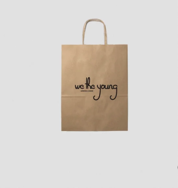 Custom Logo Recyclable One Two Four Cups Kraft Paper Bag with Handles for Coffee Paper Bag