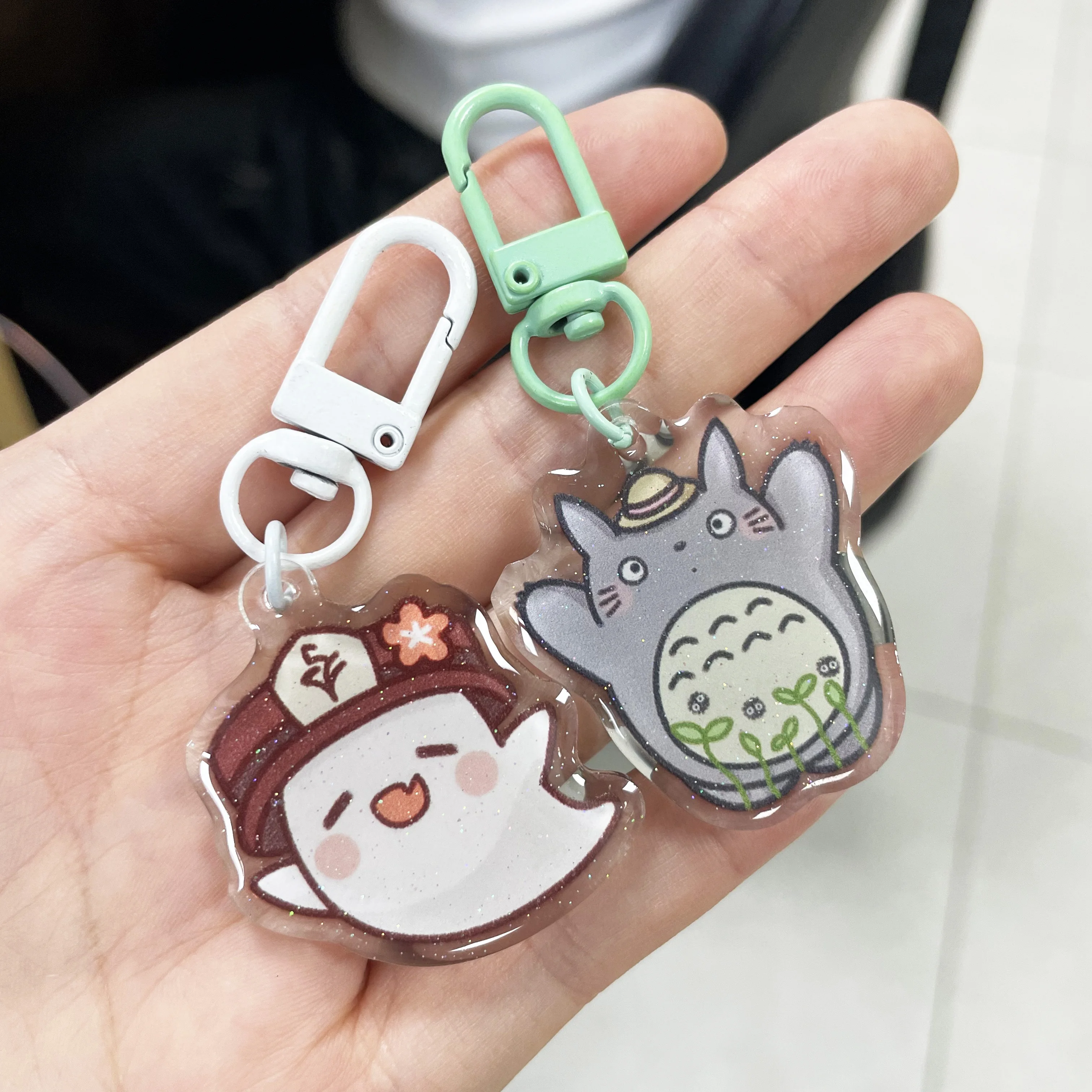 Custom Bulk Promotional Plastic Acrylic Clear Glitter Epoxy Anime Charm Keychain Acrylic Phone Pendant manufacture