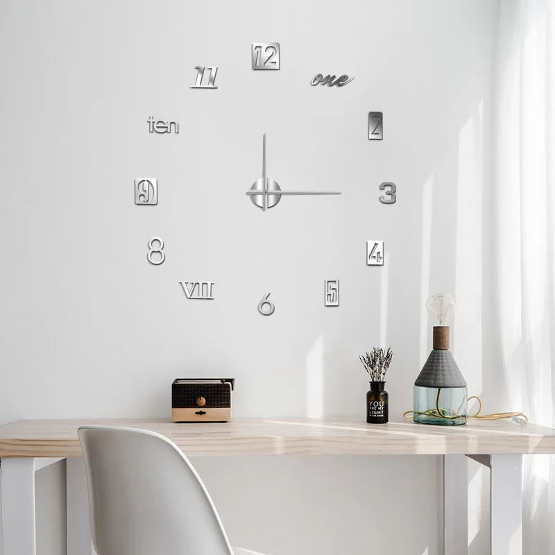 Factory Direct Supply Large Acrylic DIY Silent Three-Dimensional Wall Clock Simple Living Room Art Clock Wall Sticker Box