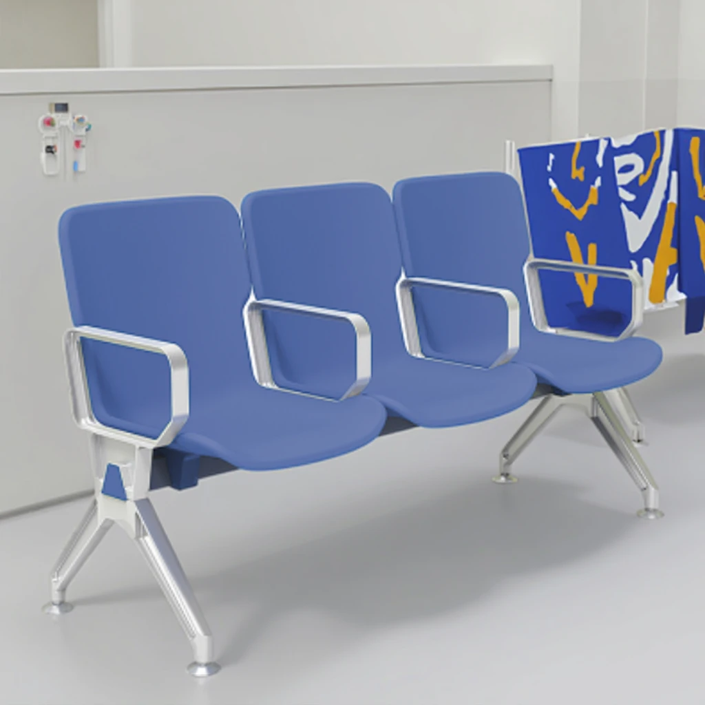 Professional Modern 3 Seats Polyurethane Seating with Steel Frame for Hospital School Hotel Reception Areas 3