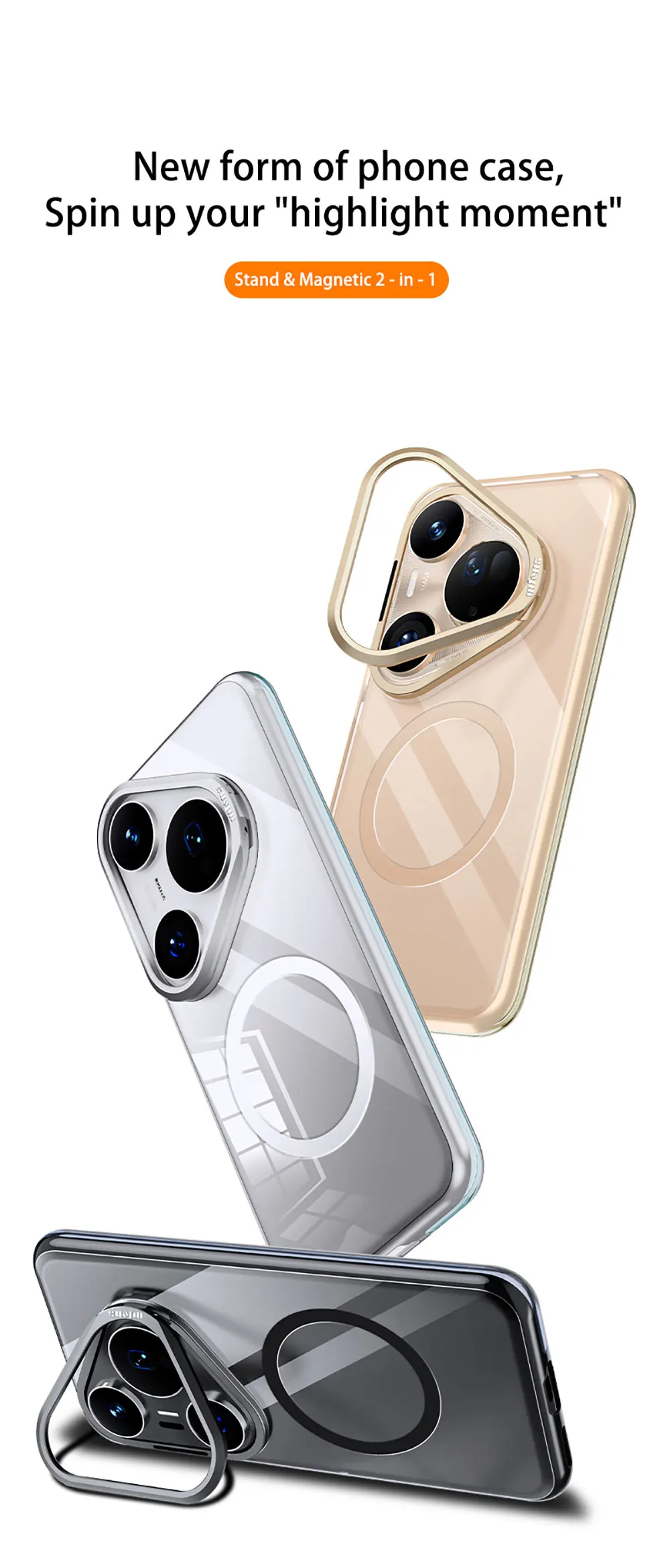 product laudtec clear phone cases for huawei pura 80 pro camera frame holder magnetic charging back cover shockproof thin shell sjk1057-2