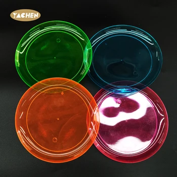 YACHEN 4PCS/Pack Neon Party Supplies 7.5inch Disposable Plastic Neon Plates for Birthday Wedding Neon Party Decorations