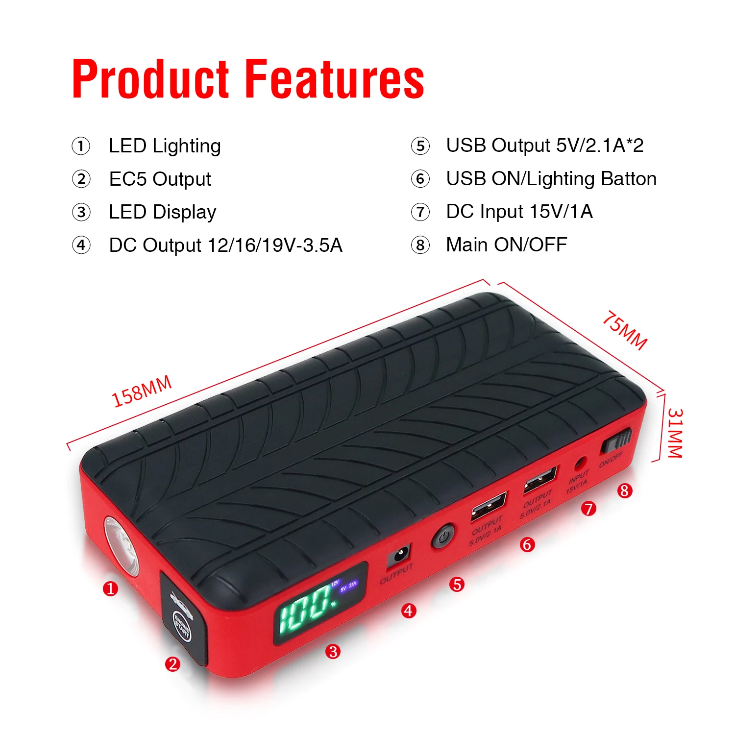 大容量バンク ポータブル電源 卸売 車載 多機能 10400mAh ジャンプ 