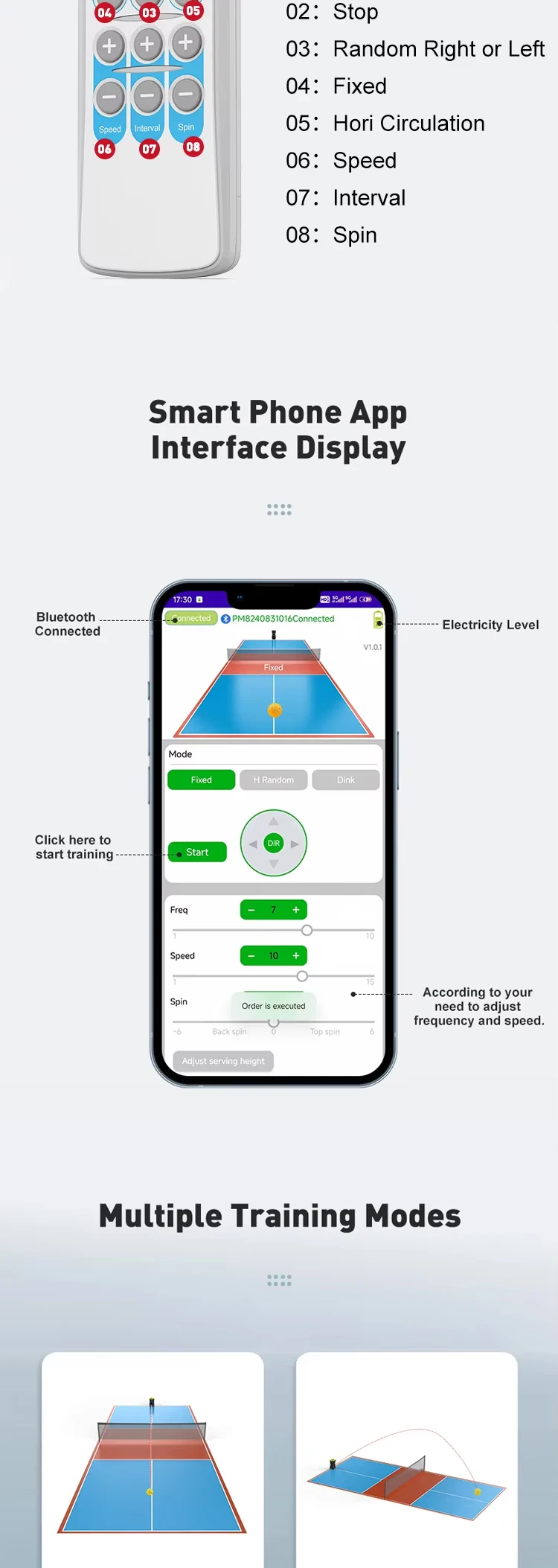 TenniSmash TS-08 ABS Mini Tennis Net Ball Machine with IOS/Android App-Controlled Robot Trainer and European Plug