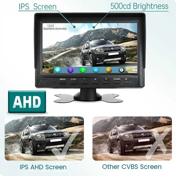 Forklift AI Camera Detection With 4 Cameras 7 Inch Monitor Outside Voice Alarm Backup 720P AHD BSD AI Camera for Forklift Truck