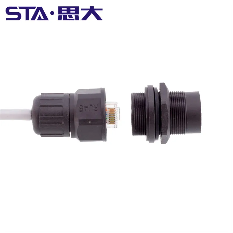 IP67 CAT5a CAT6a Ethernet Connector RJ45 Rear Fastened Front Panel Mount Double Female RJ45 Coupler