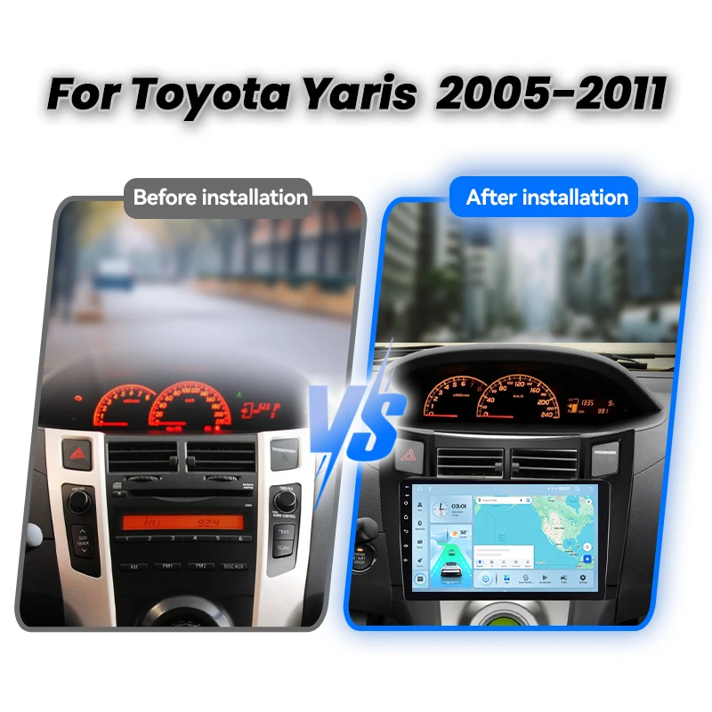 Simple Soft Navigation Frame Android Radio Frame 9 Inches Car Dvd Frame for 2005-2011 Toyota Yaris