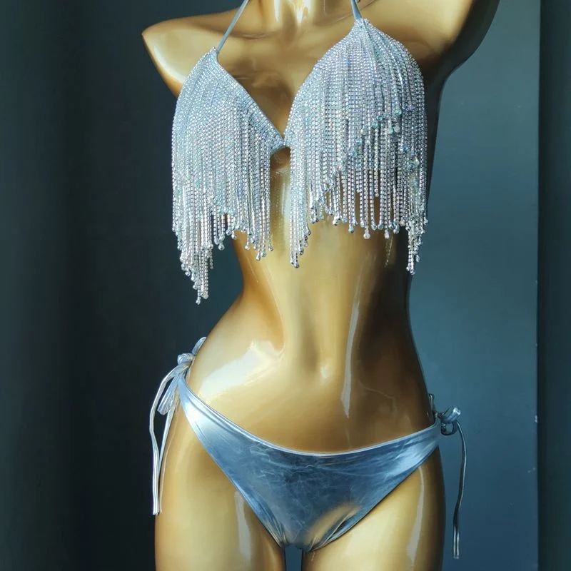 Flashy Gold Color String Lingerie Swimsuit Women Sexy Silver Micro Bikini Brasil