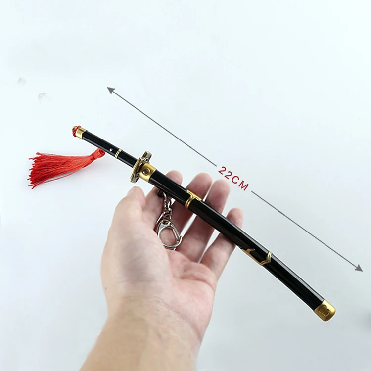 Xinrui New Design Metal Zinc Alloy Anime One Pieces Zoro Katana Sword Model Keychain with Scabbard