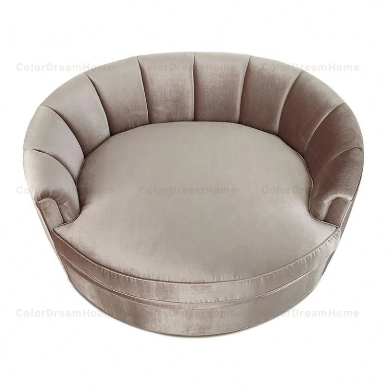 Round Single Sofa Set Solid Wood Structure Multiple Color