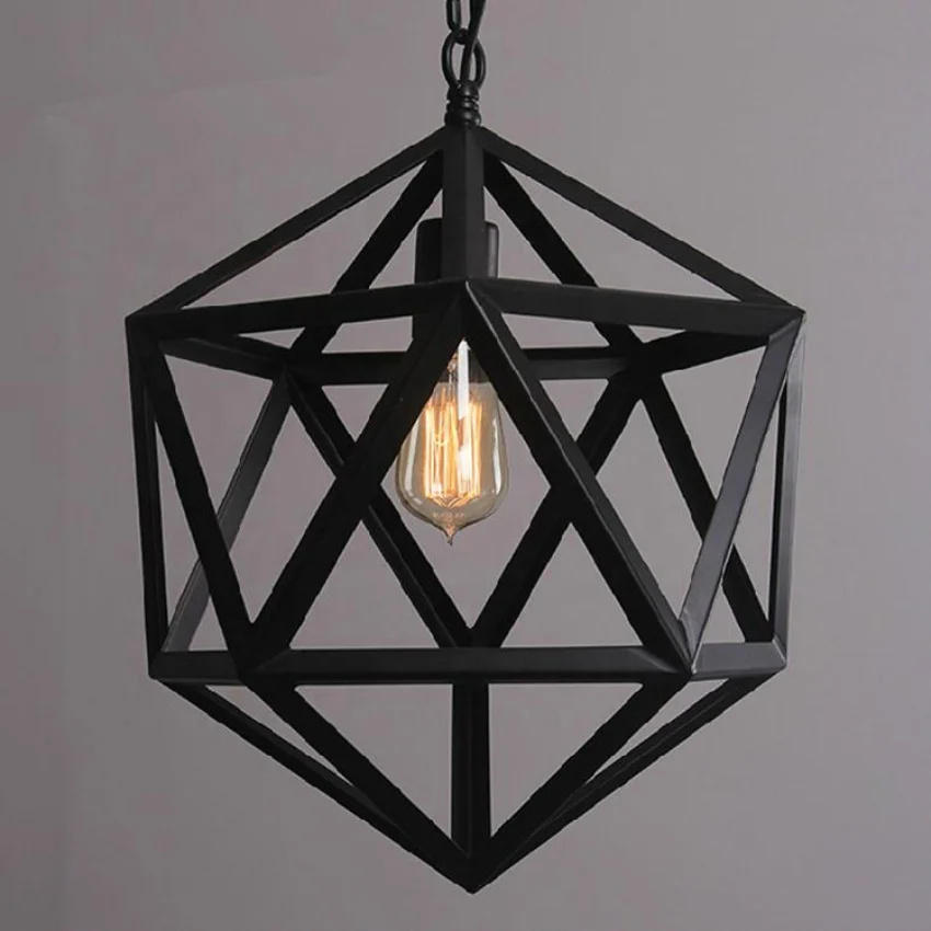 Industrial Retro Style Pendant Lighting Kitchen Fixture Polyhedron Large Fixture 