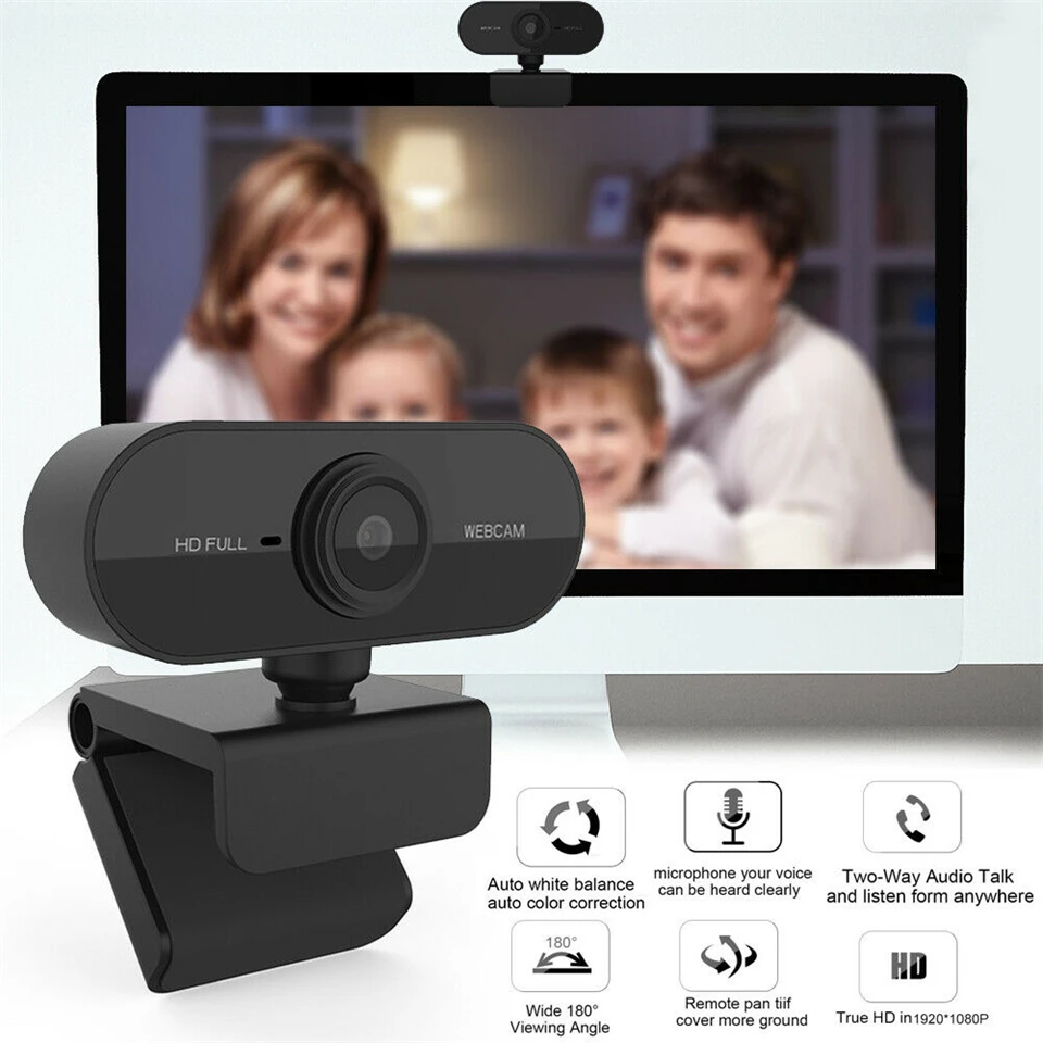 1080P Full HD Mini Webcam with Microphone,Laptop Desktop Computer USB Web Cam Camera Gamer Live Video Call Conference Streaming