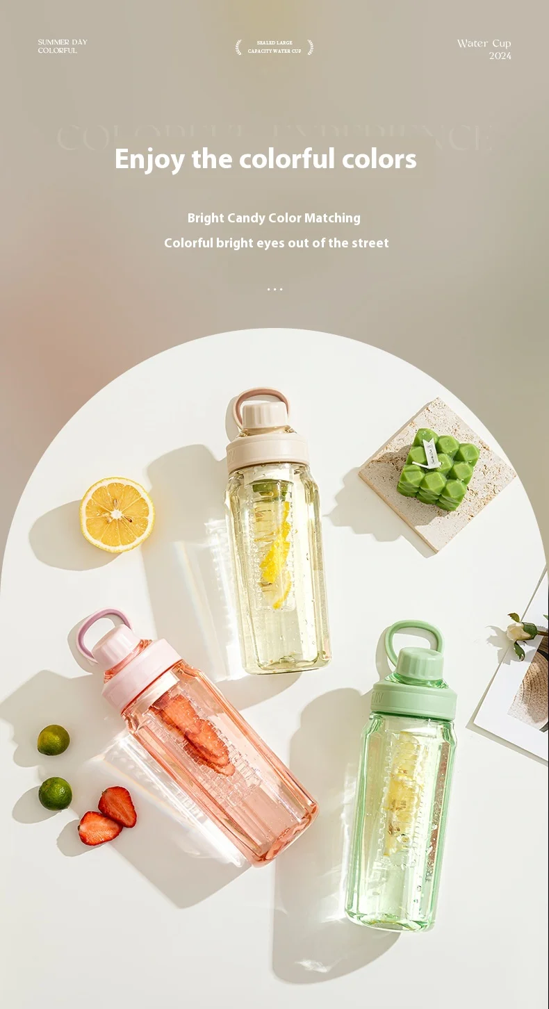 750ml Portable Clear Plastic Water Bottle with Filter for Outdoor Travel Gym Sports Cycling Camping