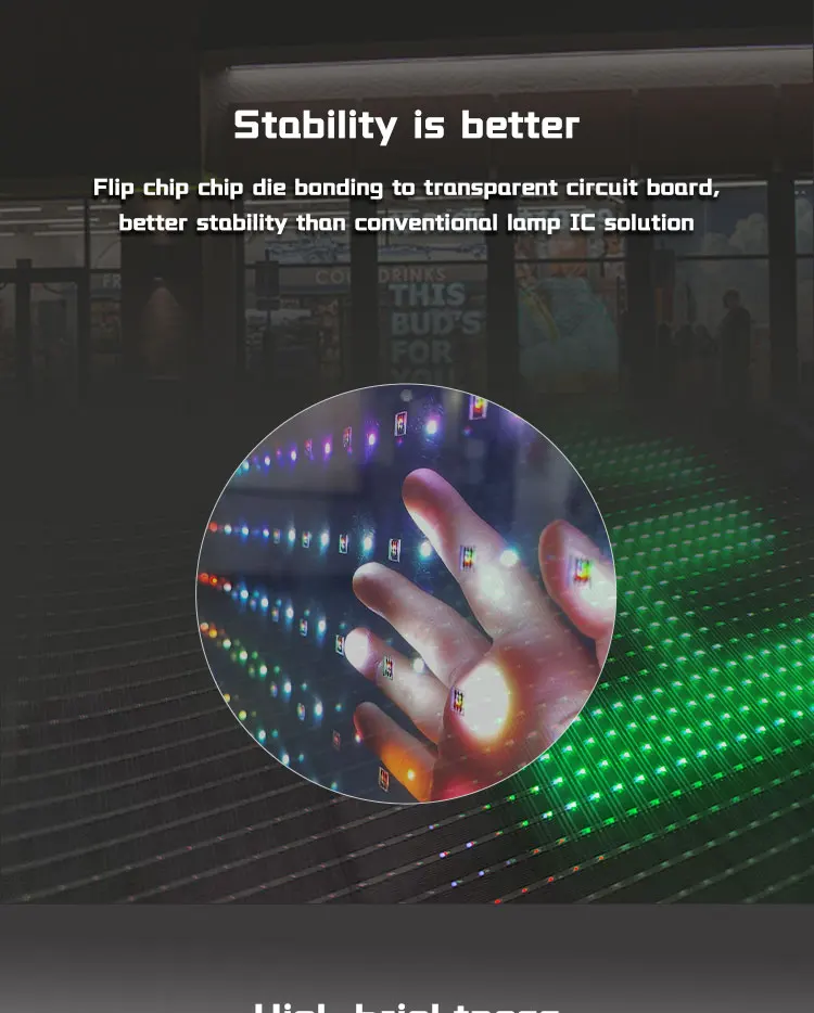 Crystal Clear 3D Transparent Wall LED Screen for Outdoor Advertising