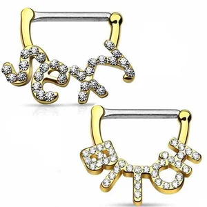 Nipple Clicker Ring Crystal Lick Me Nipple Piercing Barbell Ring Fashion Body Jewelry Wholesale