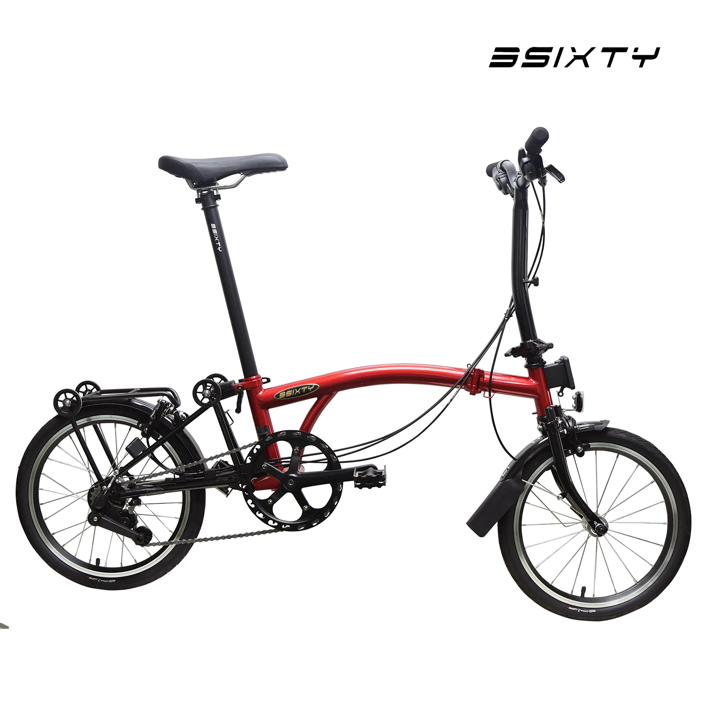 3SIXTY 16インチ折りたたみ自転車S6 6段変速スチールフレーム三つ折り