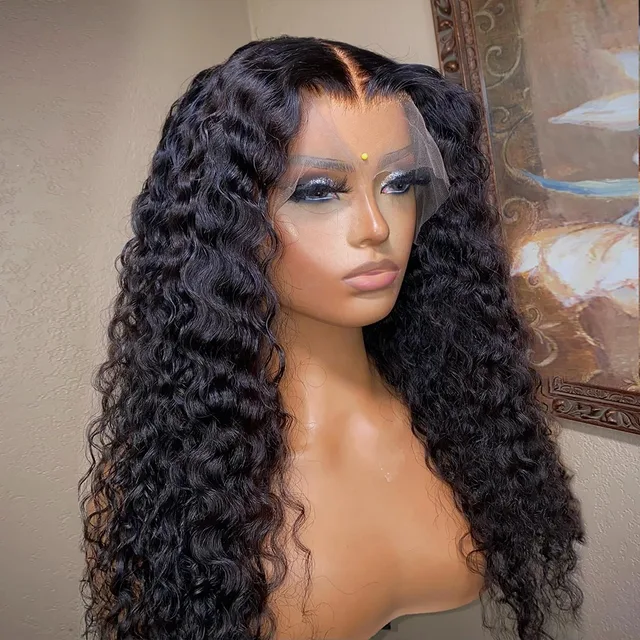 30 40Inch Natural Swiss HD Lace Frontal Wigs, Human Hair Vendors Deep water Curly Lace front Wigs,Brazilian 100% Curly Wave Wigs