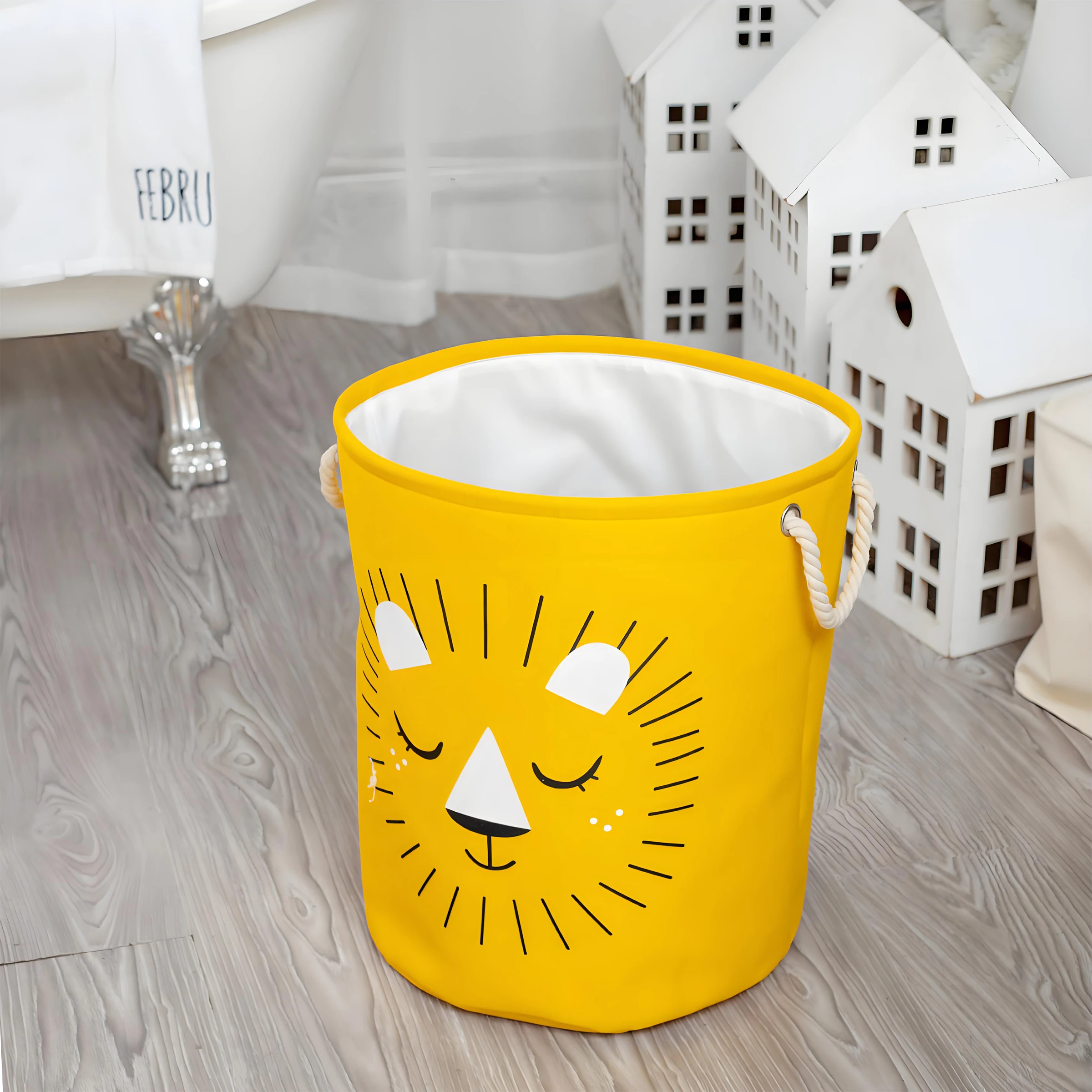 Children's Cartoon Animal Pattern Folding Cloth Storage Bags Fabric Toy Organizer and Storage Bucket Use for Clothes