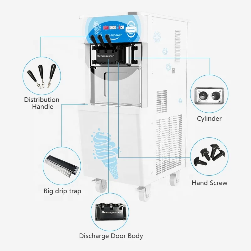 Oceanpower OP138C Soft Serve Ice Cream Making Machine Maker Commercial Frozen Yogurt Machine