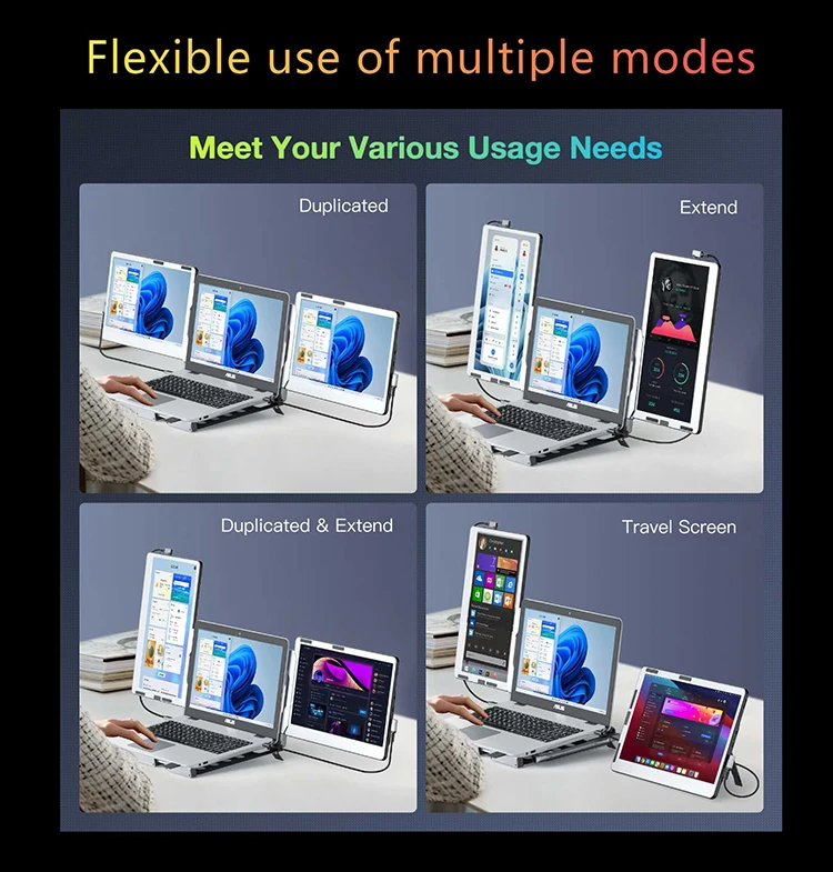 Triple Laptop Monitor Extender 360 Rotation F2 Portable Laptop Screen