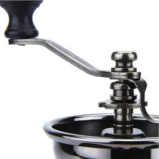 Manual Coffee Grinder Wooden Base with Drawer Coffee Bean Mill Vintage Antique Style Hand Crank