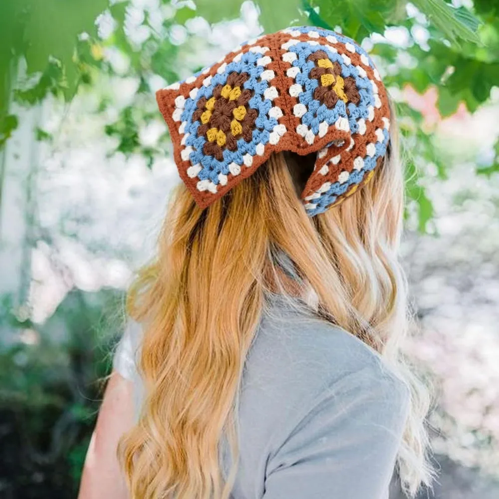 Y2K Hair Accessory Triangle Bandana Turban Crochet Scarf