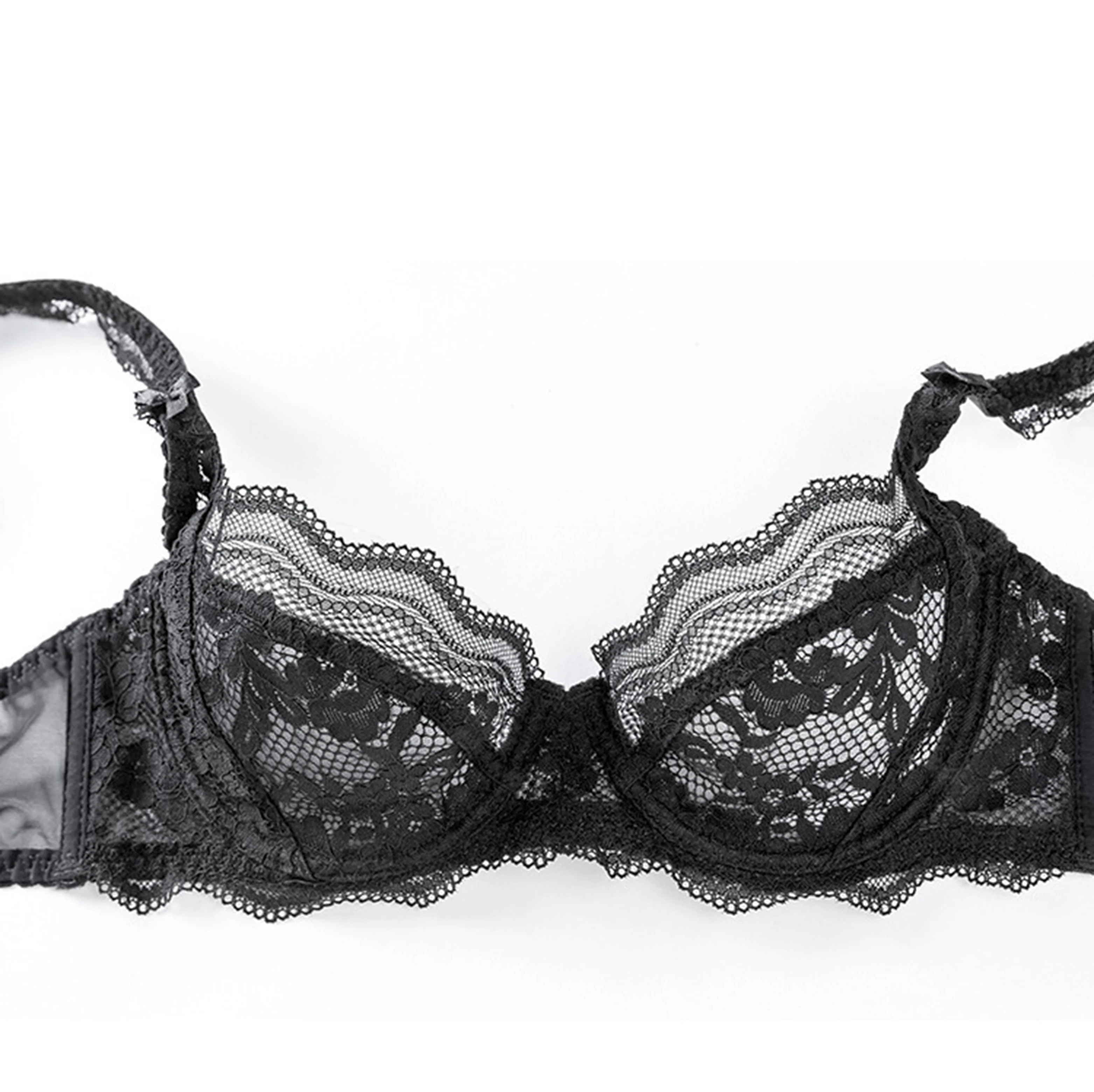 Black Secret Luxury Embroidered Lace Half-Padded Bra – Lauma Lingerie