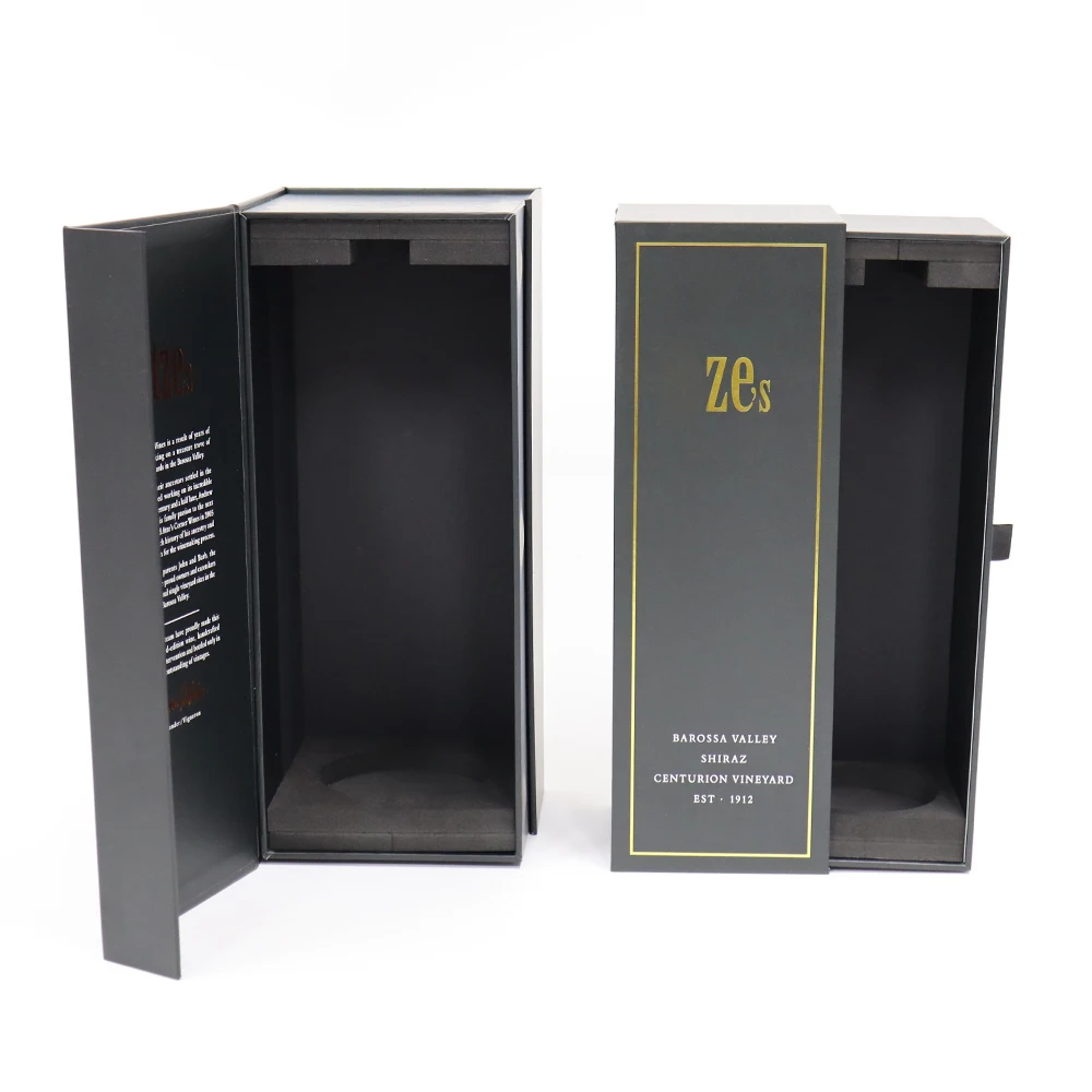 Direct Sales Competitive Price Paper Cardboard Drawer Style Single Liquor Wine Glasses Bottle Gift Packaging Box