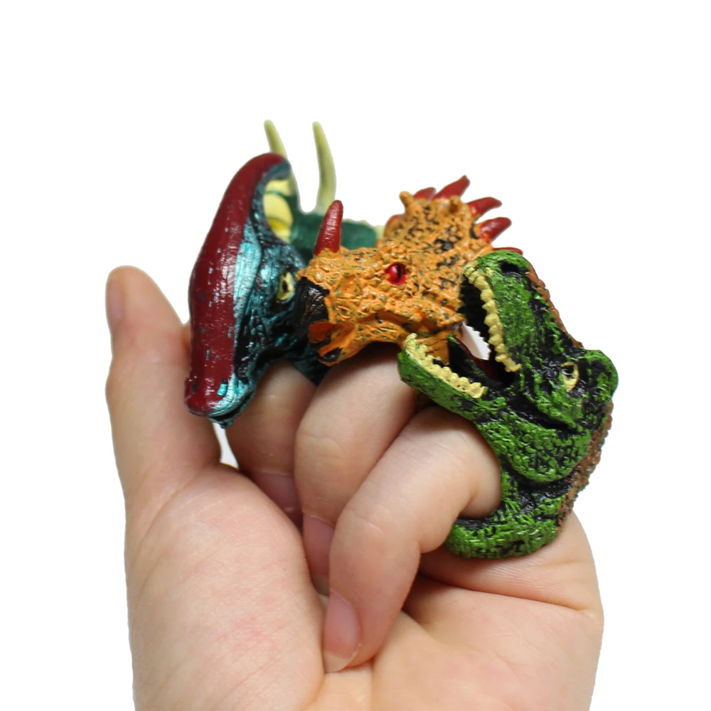 12 Kinds Mixed Packaging Plastic Dinosaur Finger Ring Toy for Children  Party Play