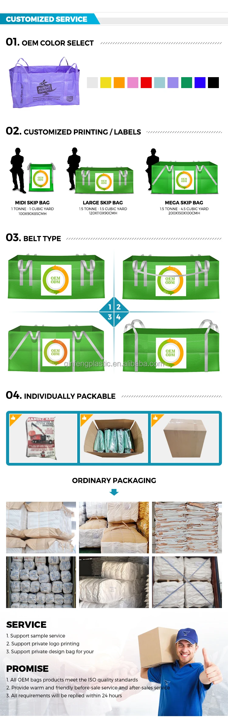 Heavy Duty Construction Garbage Big Contractor Dumpster Bags Industry