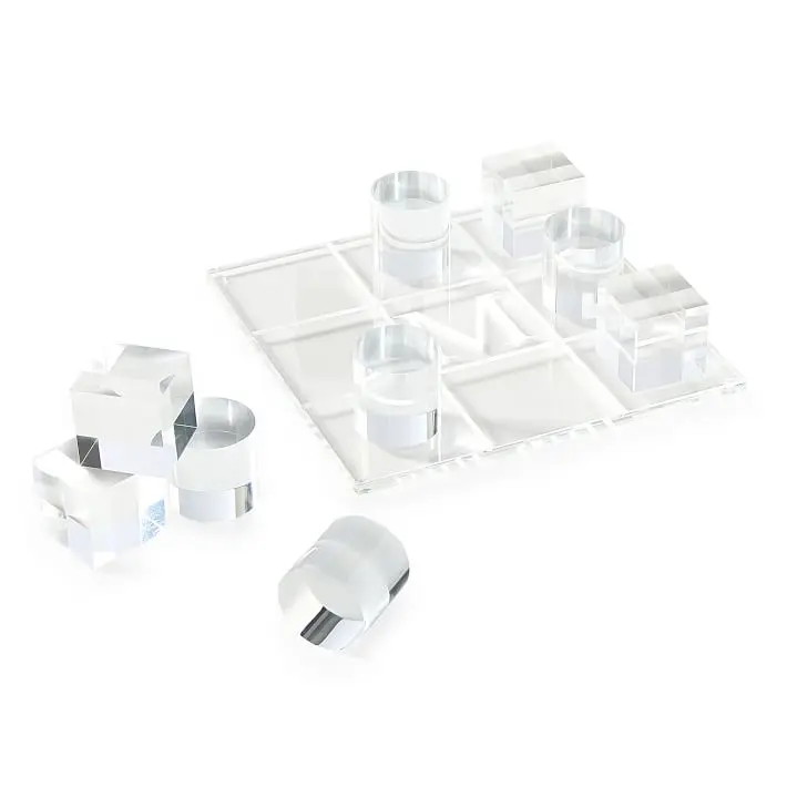 8 X 5 Glam Style Metallic Tic Tac Toe Game Set On Clear Acrylic