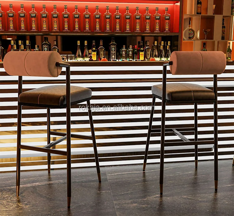 Luxury Bar Chairs Modern Barstool Wood Or Metal Frame Soft Cushion