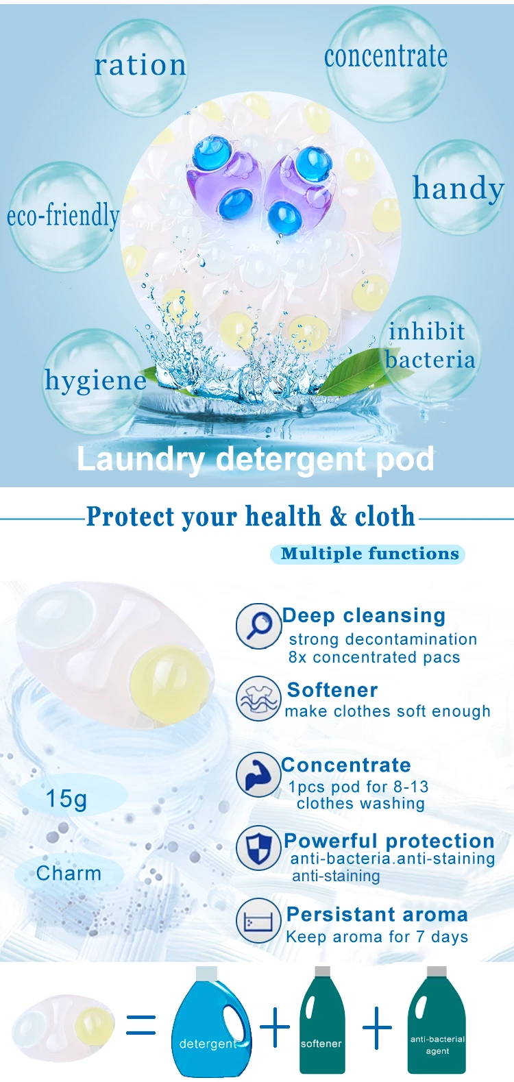 laundry pods cold water cleaning detergent fresh fragrance