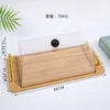 Bandeja rectangular de bambú/madera con asa, 36*17.2*13.5CM