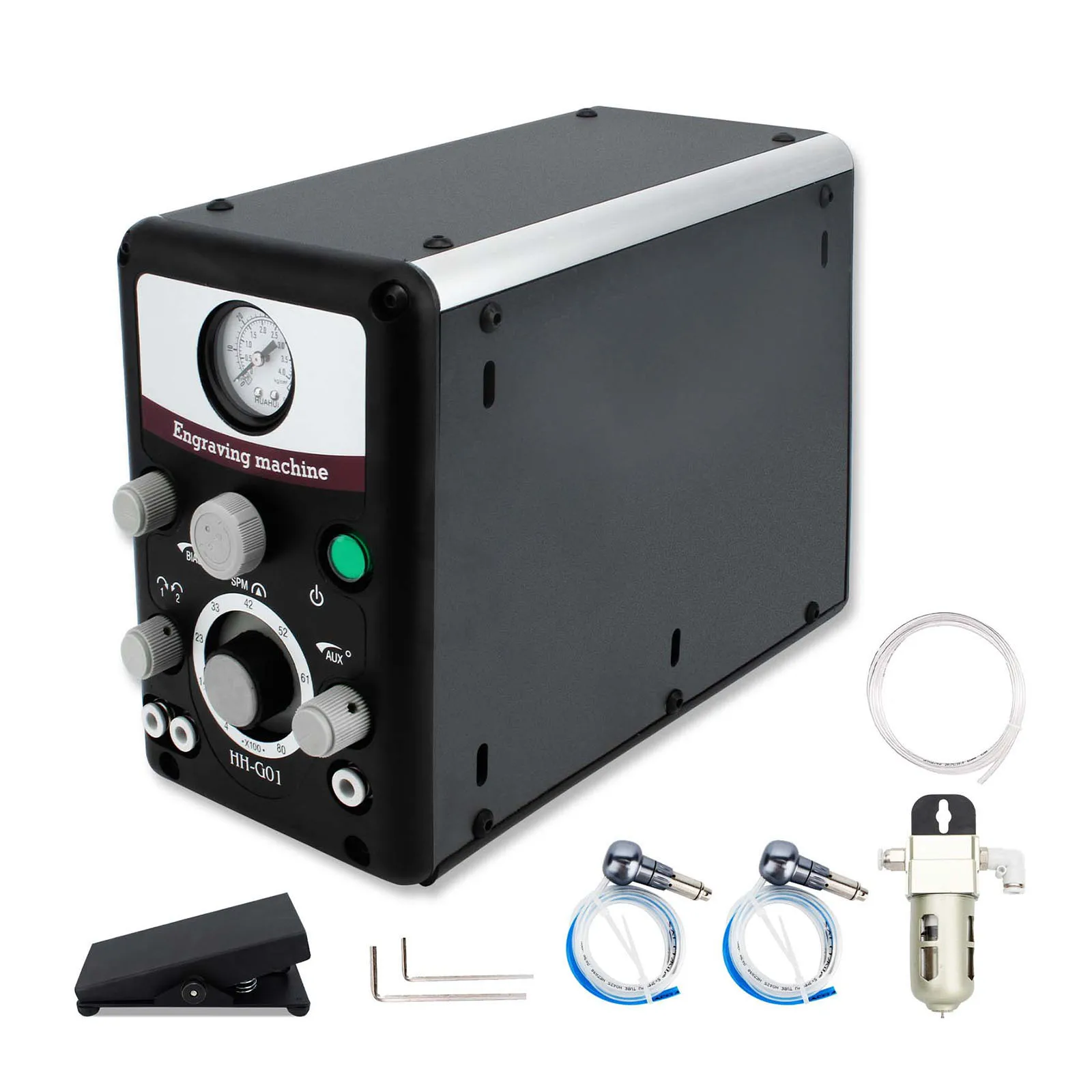 Double Handpiece Hh-G01 8000 Rpm Graver Pneumatic Portable Jewelry Engraver  Bracelet Ring Stone Engraving Machine for Jewelry